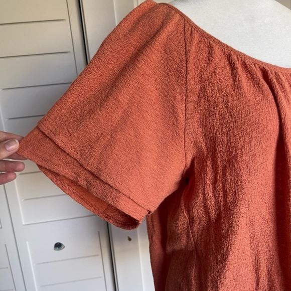 Madewell Texture & Thread Tiered Sleeve Top Orange Scoop Neck - Size Medium - Picture 6 of 8